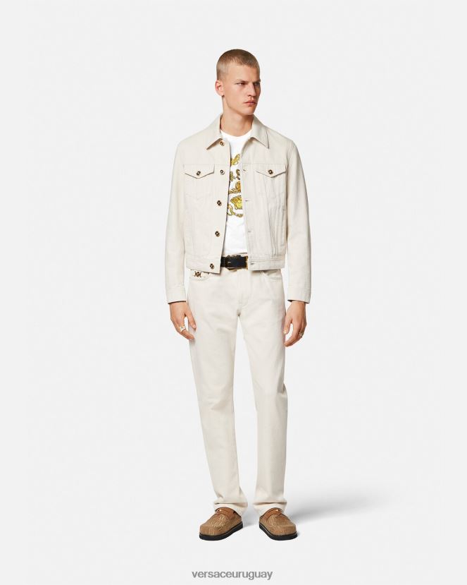 Versace camiseta con bordado de conchas barrocas hombres blanco ropa H88R0H1364