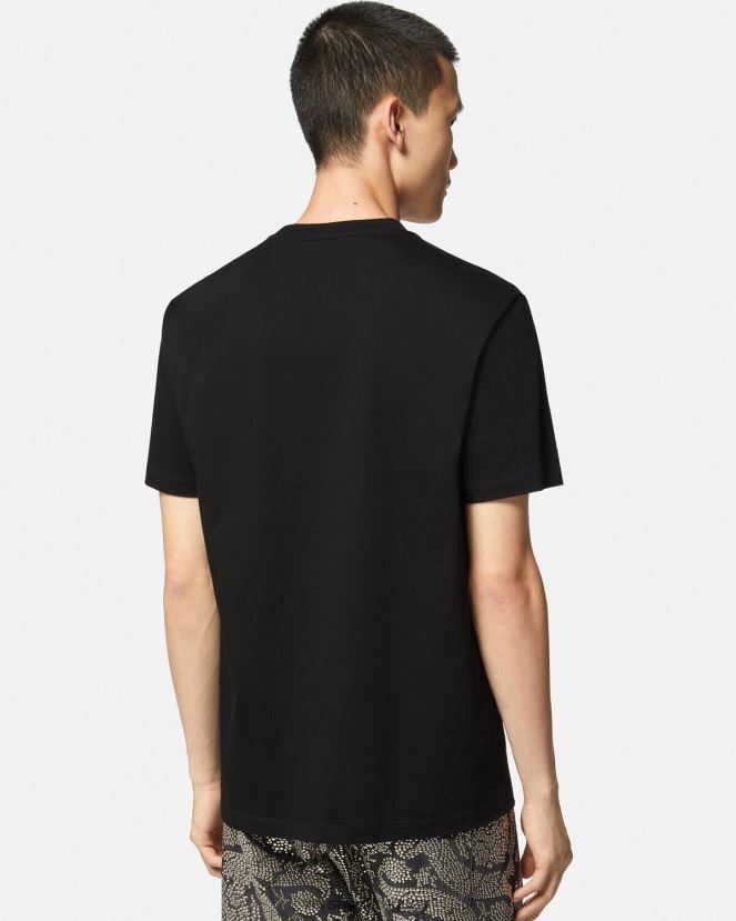 Versace camiseta con estampado de imperdible hombres negro ropa H88R0H1400