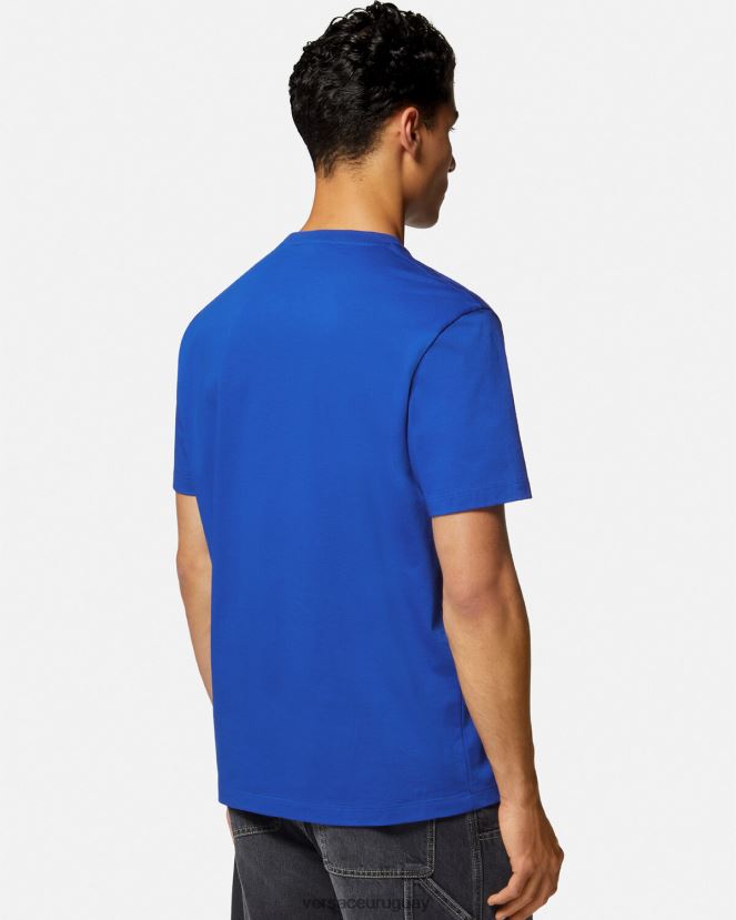 Versace camiseta con estampado de medusa hombres azul ropa H88R0H1411