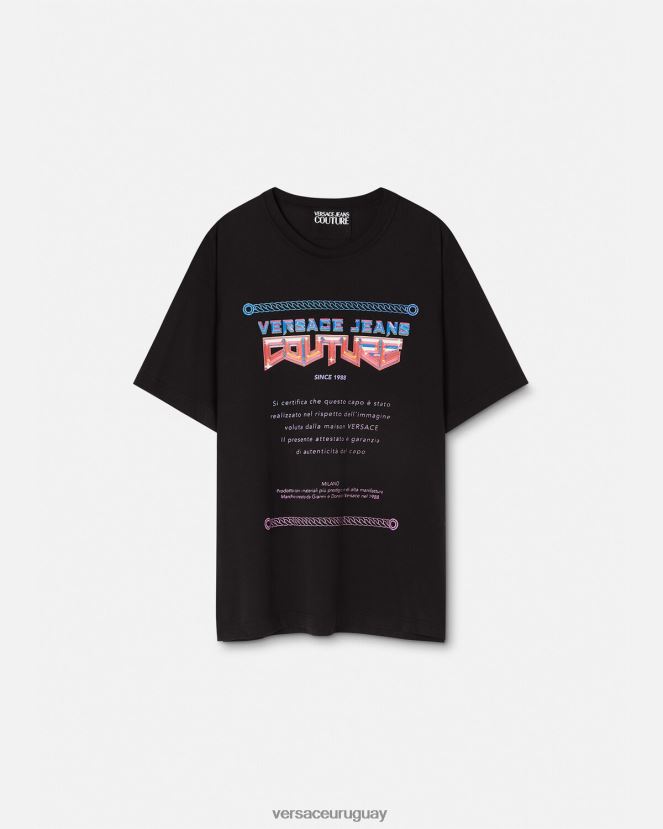 Versace camiseta con logo de garantía hombres negro ropa H88R0H2368