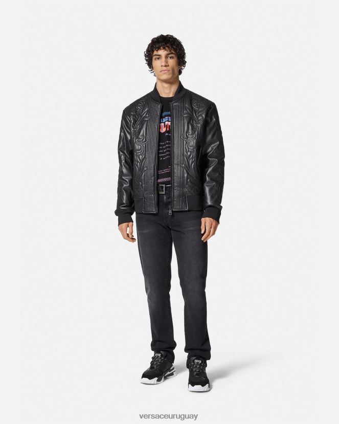 Versace camiseta con logo de garantía hombres negro ropa H88R0H2368