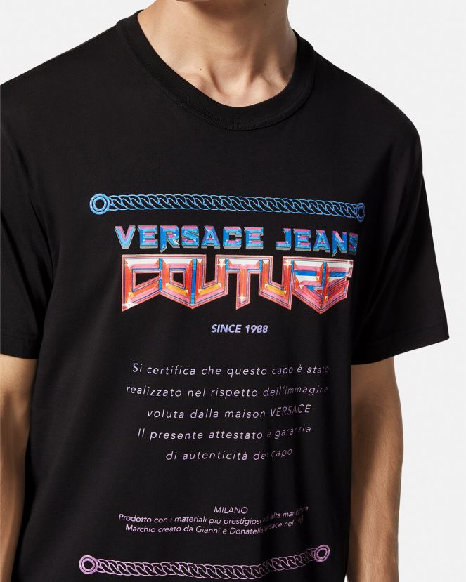 Versace camiseta con logo de garantía hombres negro ropa H88R0H2368