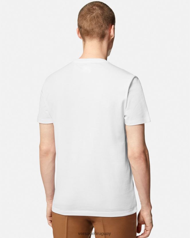 Versace camiseta con logo de la greca hombres blanco ropa H88R0H1408