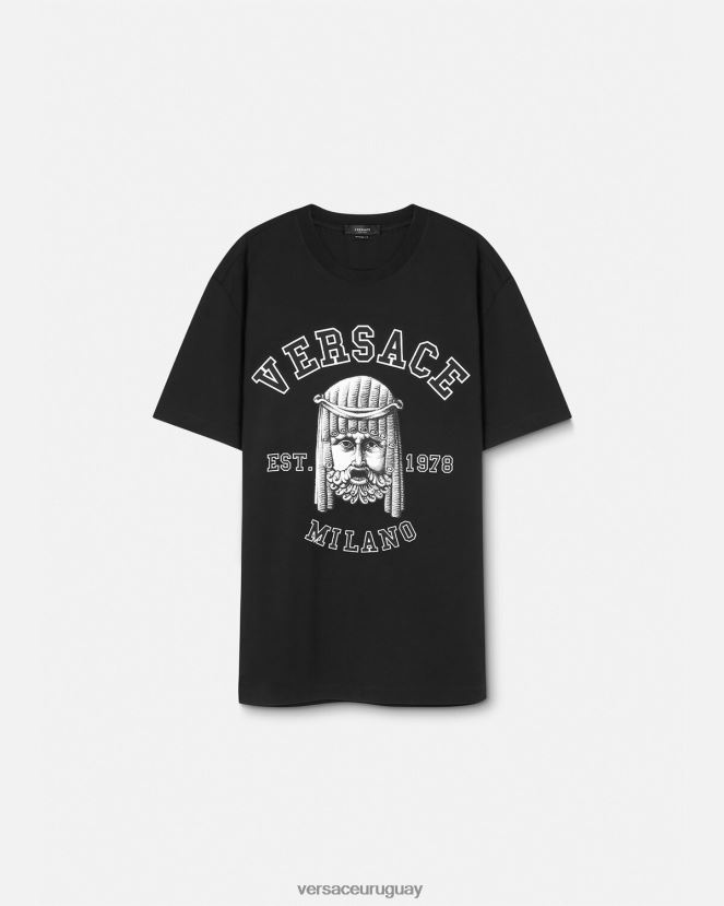 Versace camiseta con logo de la maschera hombres negro ropa H88R0H1385