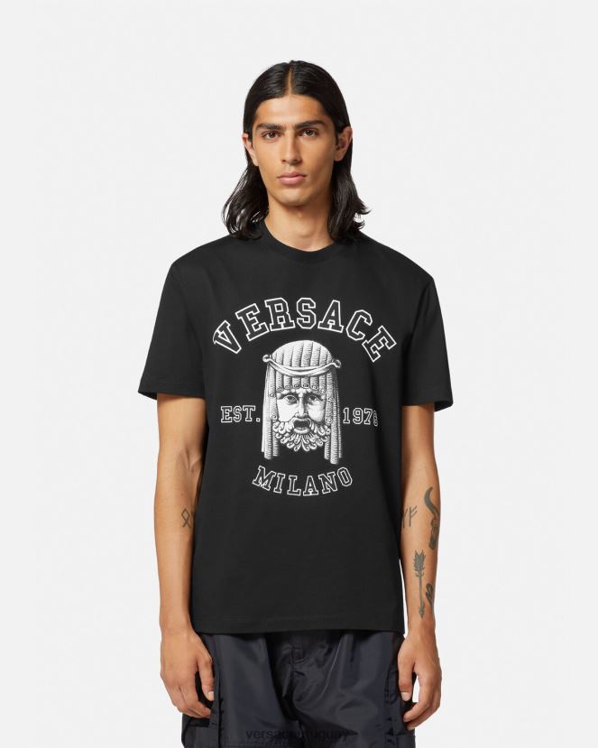 Versace camiseta con logo de la maschera hombres negro ropa H88R0H1385
