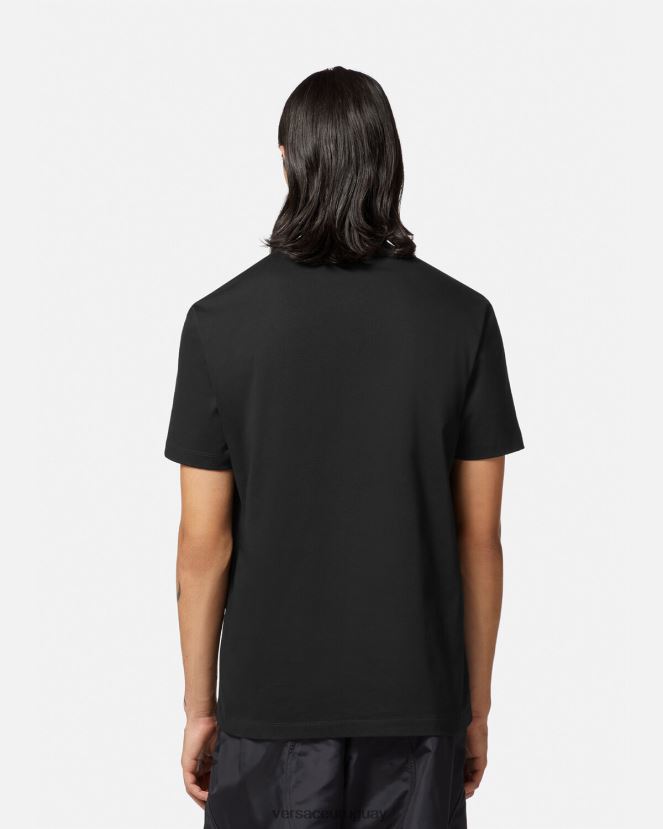 Versace camiseta con logo de la maschera hombres negro ropa H88R0H1385