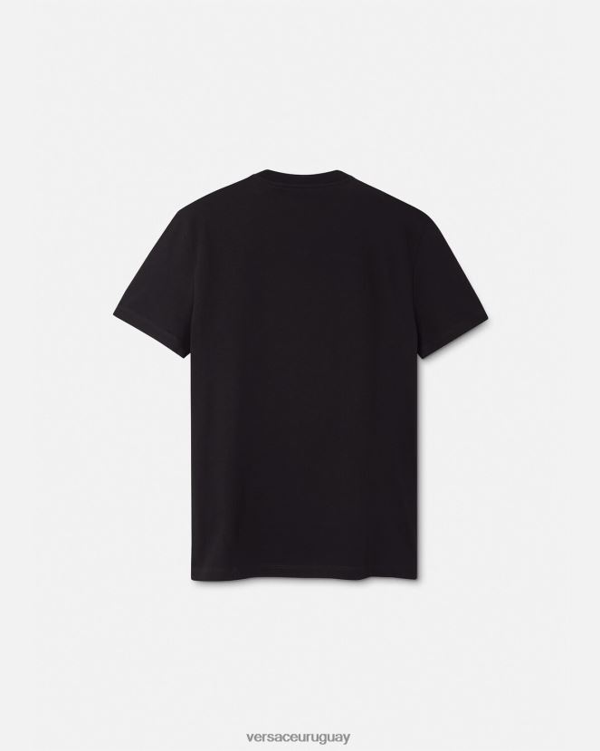Versace camiseta con logo de medusa hombres negro ropa H88R0H1397
