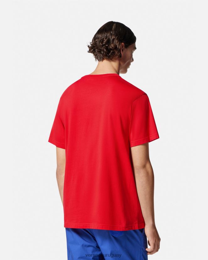 Versace camiseta con logo de rosas hombres naranja ropa H88R0H2373