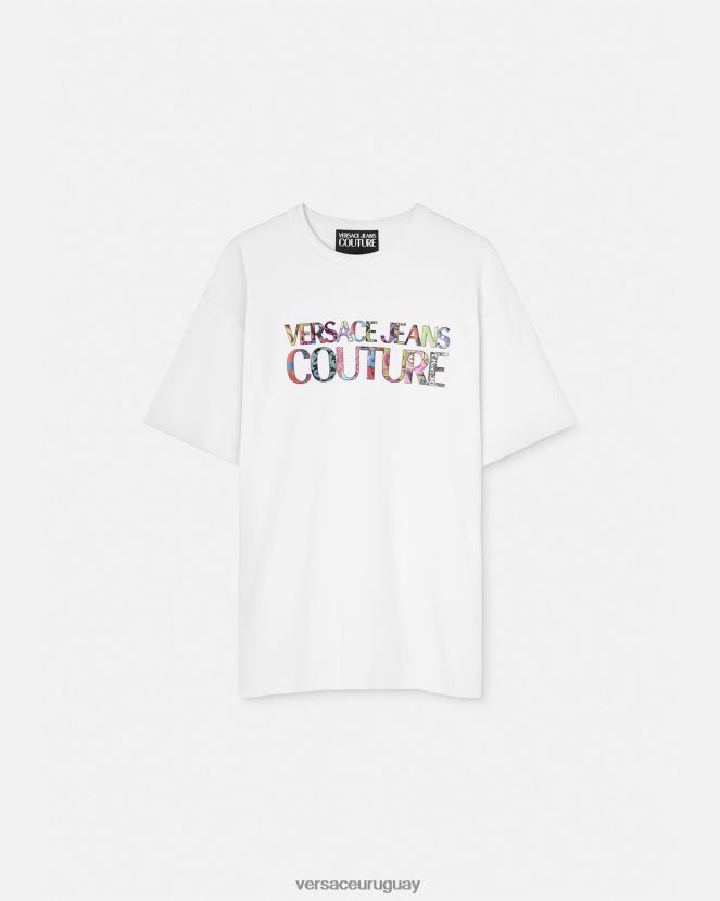 Versace camiseta con logo hombres blanco ropa H88R0H2370