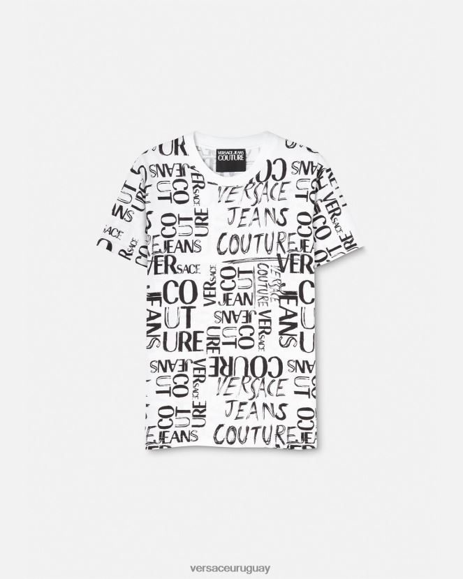 Versace camiseta con logo y garabato hombres blanco ropa H88R0H2369