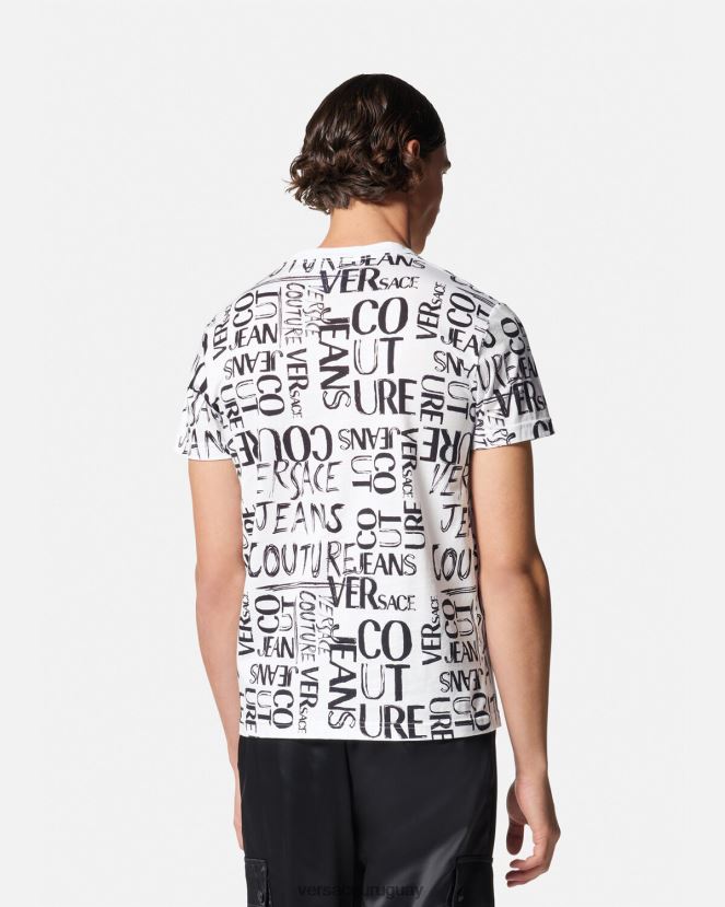 Versace camiseta con logo y garabato hombres blanco ropa H88R0H2369