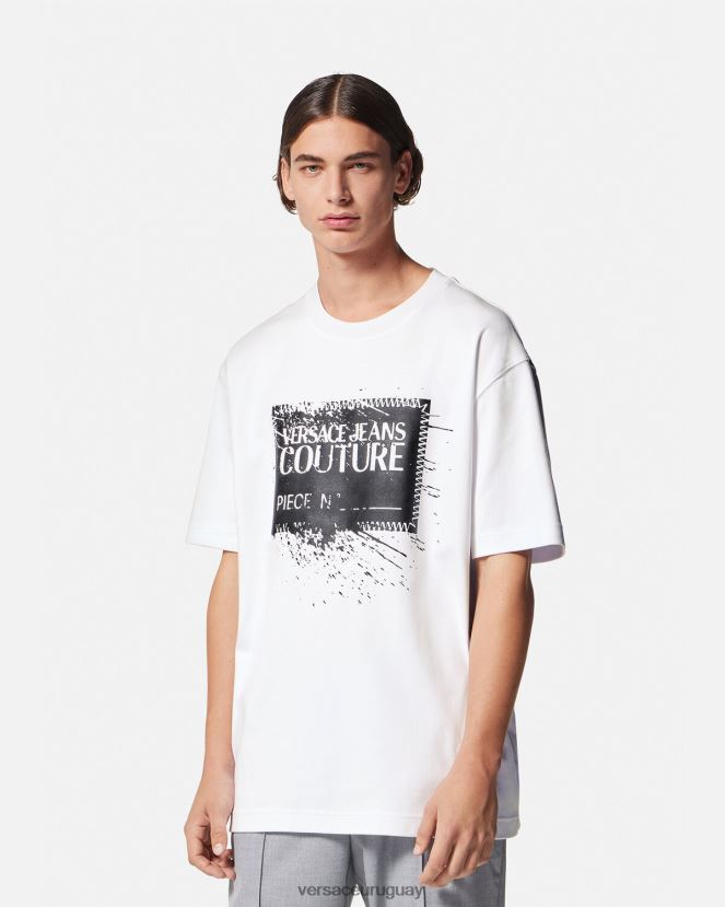 Versace camiseta con logo y número de pieza hombres blanco ropa H88R0H2392