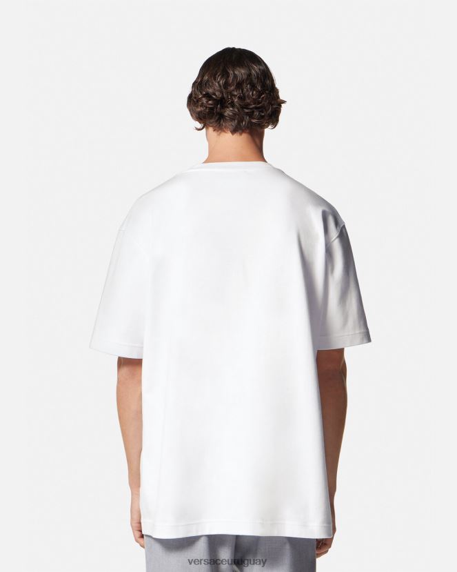 Versace camiseta con logo y número de pieza hombres blanco ropa H88R0H2392