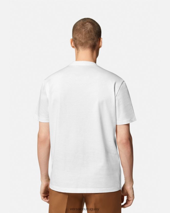 Versace camiseta con logo y silueta barroca hombres blanco ropa H88R0H1379