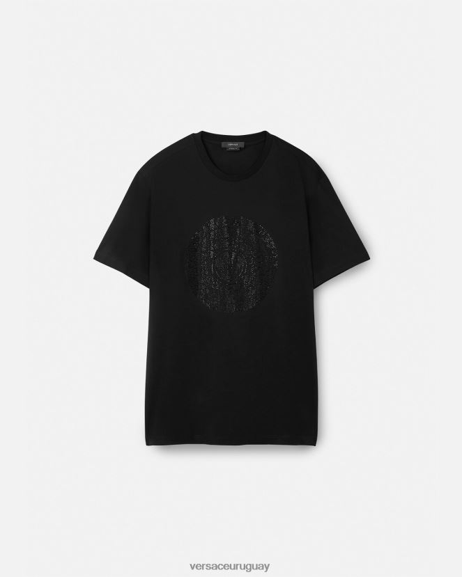 Versace camiseta con silueta barroca hombres negro ropa H88R0H1378