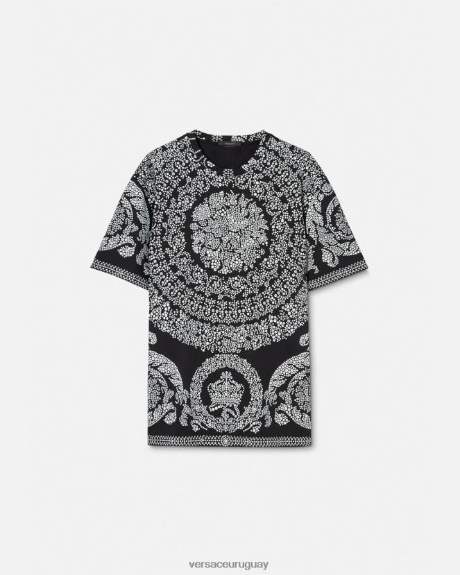 Versace camiseta con silueta barroca hombres negro ropa H88R0H1392