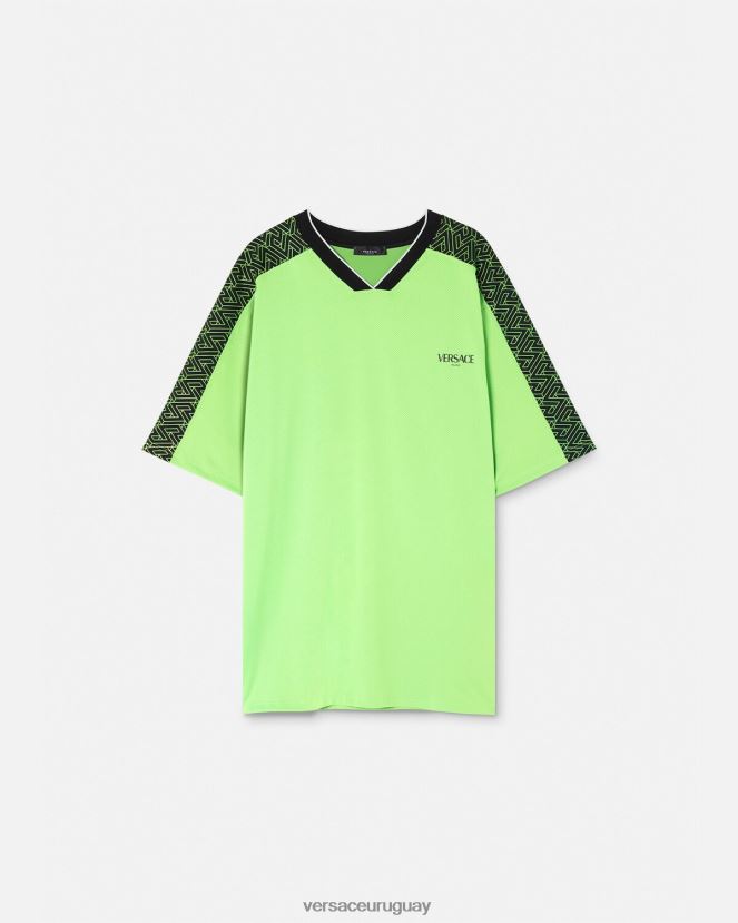 Versace camiseta gimnasio la greca hombres verde y negro ropa H88R0H1462