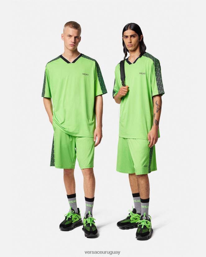 Versace camiseta gimnasio la greca hombres verde y negro ropa H88R0H1462