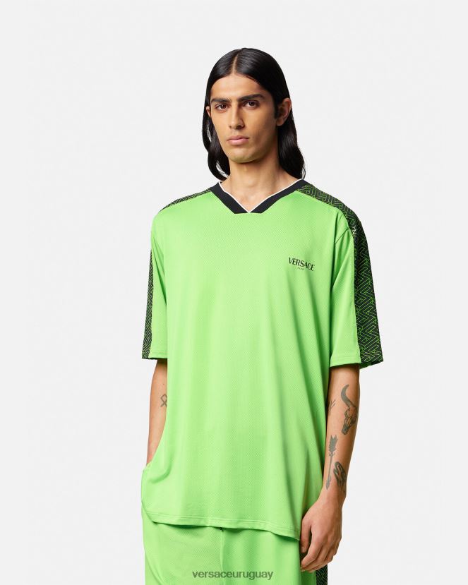 Versace camiseta gimnasio la greca hombres verde y negro ropa H88R0H1462
