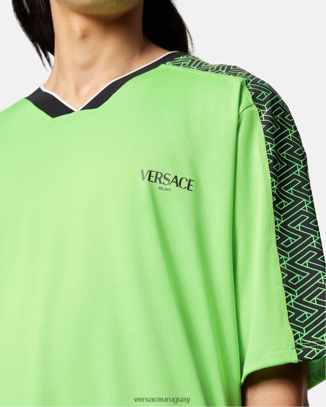 Versace camiseta gimnasio la greca hombres verde y negro ropa H88R0H1462