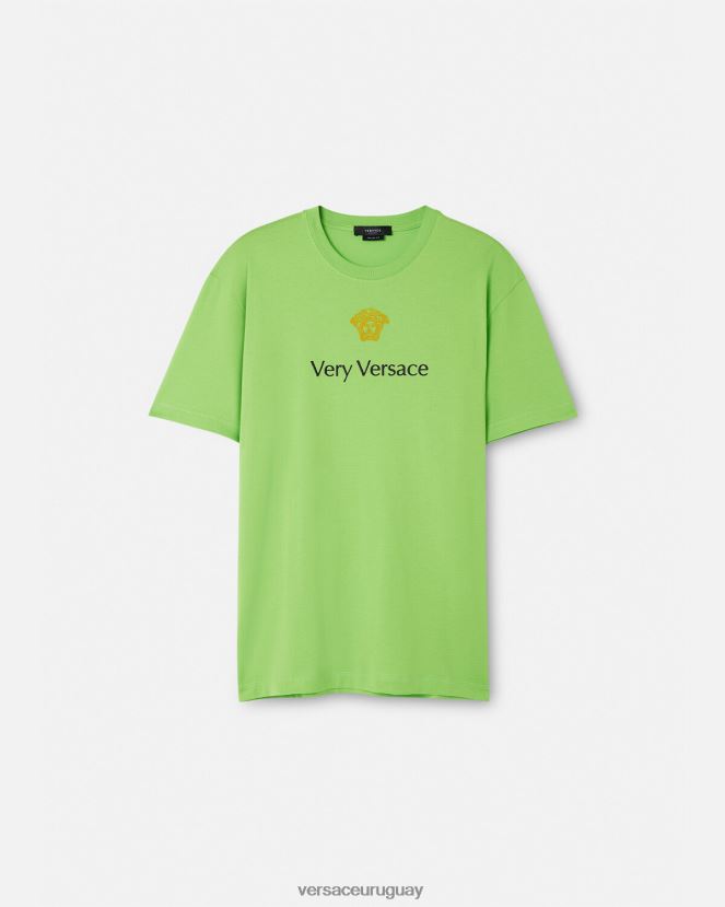 Versace camiseta hombres verde ropa H88R0H1387