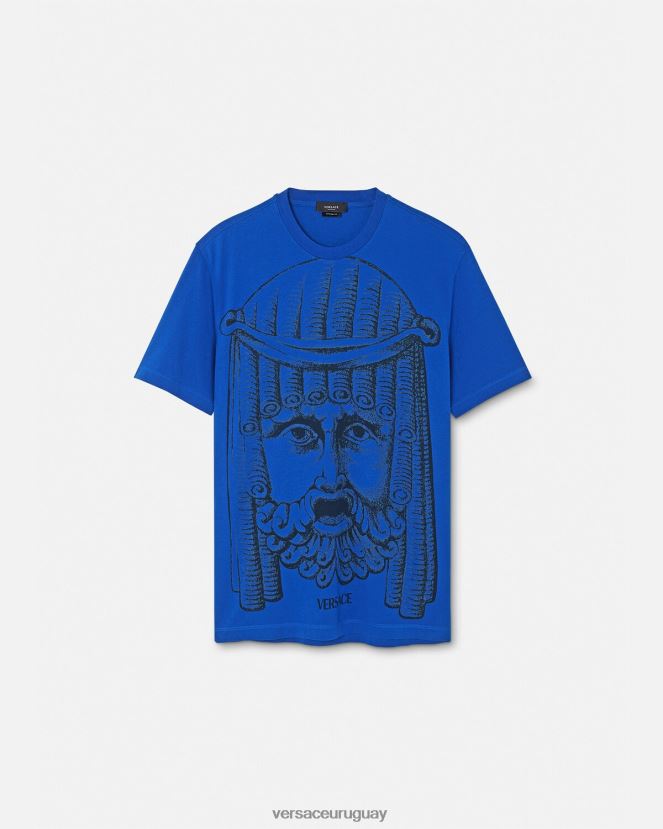 Versace camiseta la maschera hombres azul ropa H88R0H1383