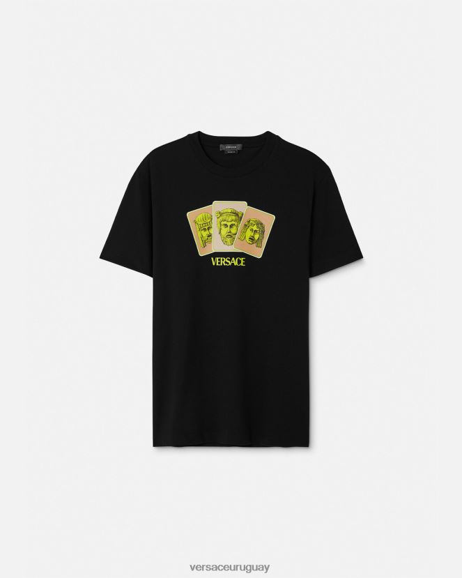 Versace camiseta le maschere hombres negro ropa H88R0H1382