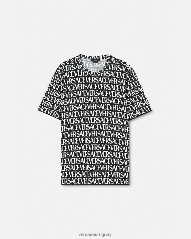 Versace camiseta por toda la prenda hombres negro y estampado ropa H88R0H1390