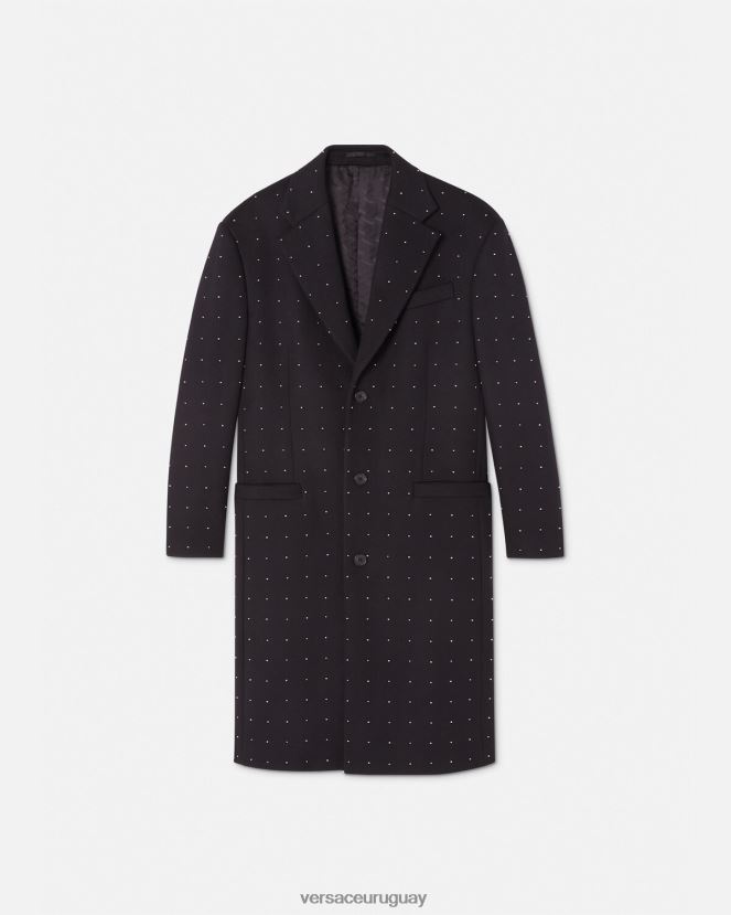 Versace abrigo con botones y botones hombres negro ropa H88R0H1256