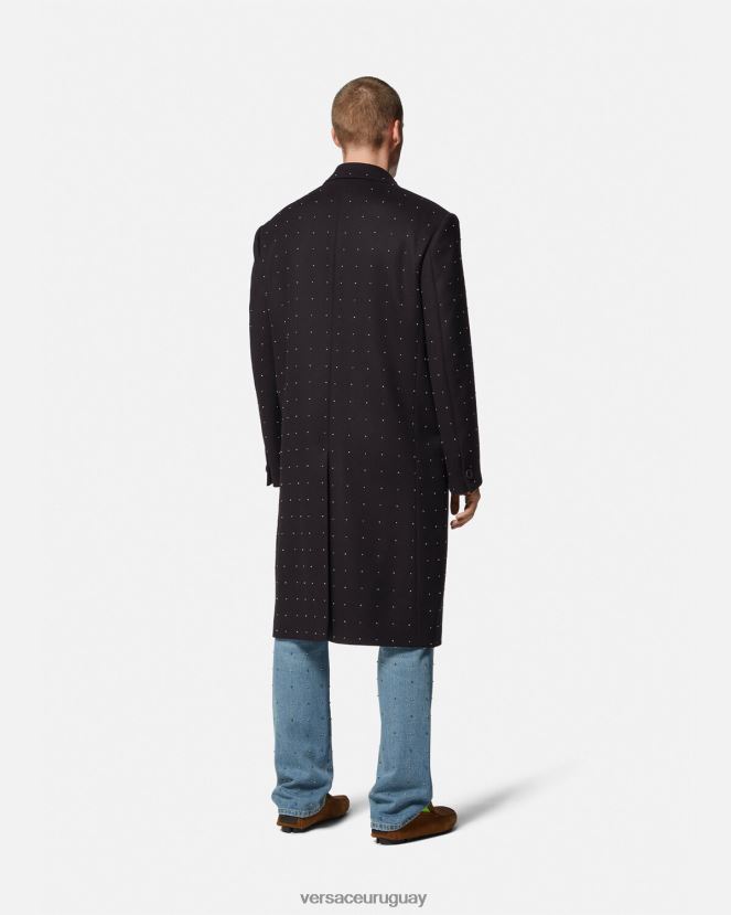 Versace abrigo con botones y botones hombres negro ropa H88R0H1256