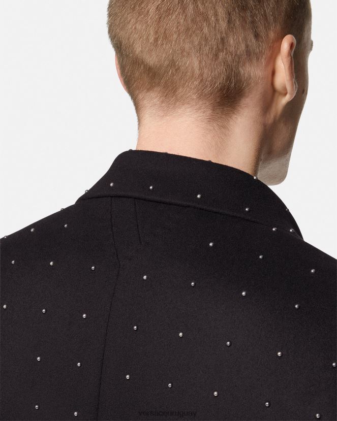 Versace abrigo con botones y botones hombres negro ropa H88R0H1256
