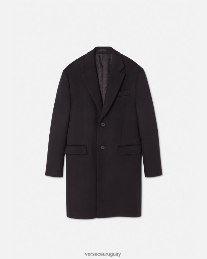 Versace abrigo de botonadura simple hombres negro ropa H88R0H1227