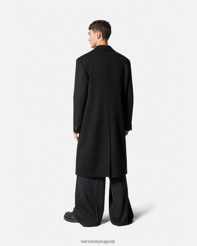 Versace abrigo de lana con botonadura simple hombres negro ropa H88R0H1245