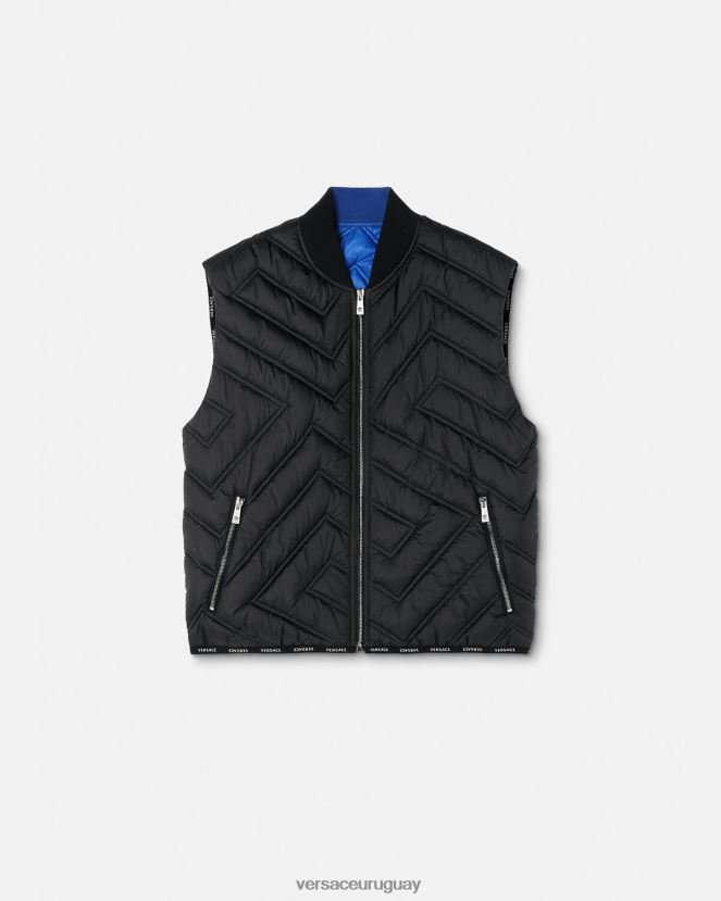 Versace chaleco acolchado la greca hombres negro ropa H88R0H1247