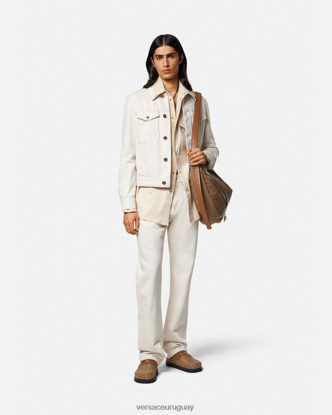 Versace chamarra vaquera con Medusa Biggie hombres blanco ropa H88R0H1222