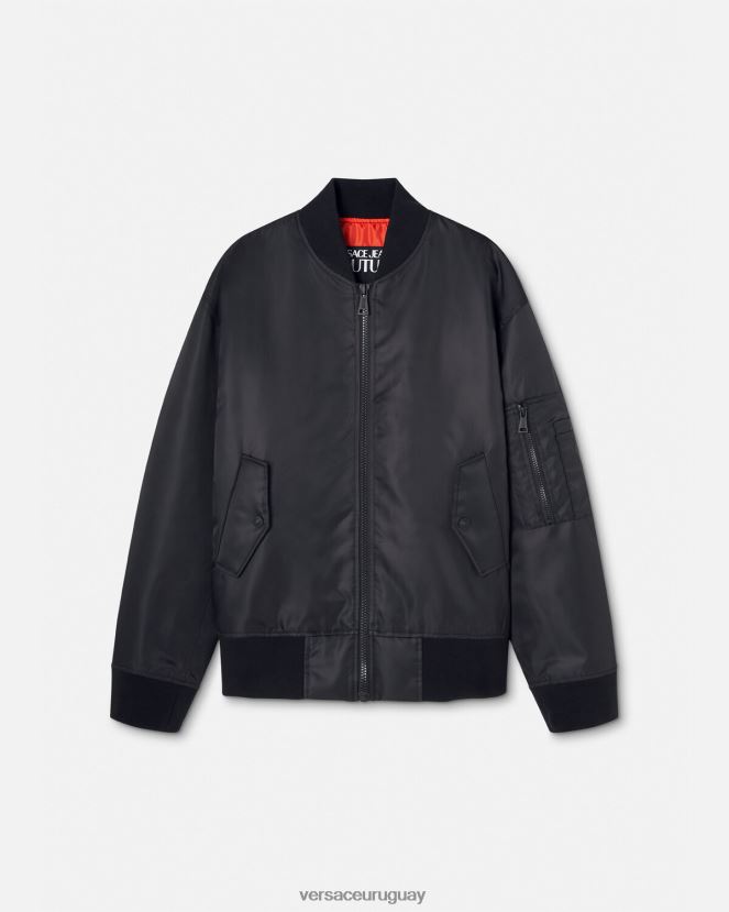 Versace chaqueta bomber con emblema en V hombres negro ropa H88R0H2418