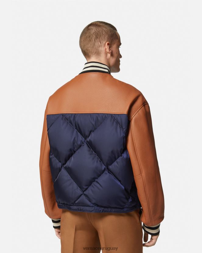 Versace chaqueta bomber con logo universitario hombres azul Marrón ropa H88R0H1257