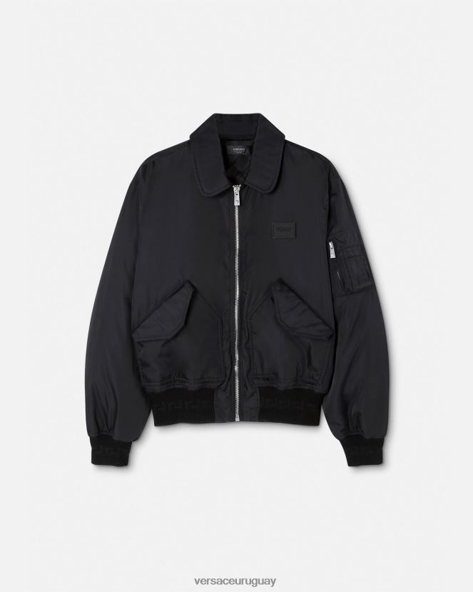 Versace chaqueta bomber de conejo del festival de primavera hombres negro ropa H88R0H1244