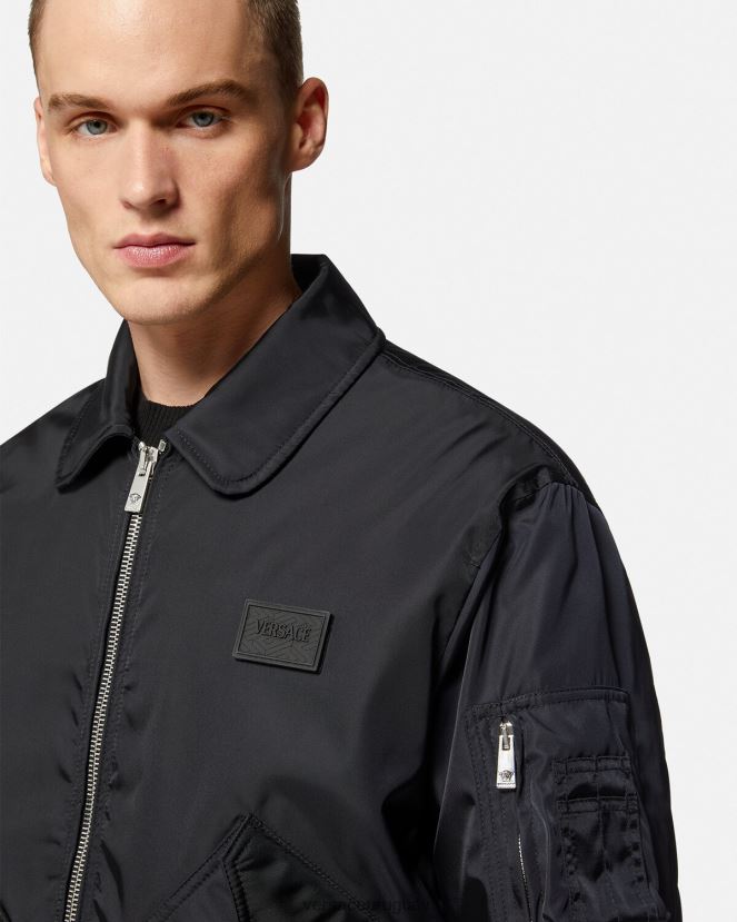 Versace chaqueta bomber de conejo del festival de primavera hombres negro ropa H88R0H1244