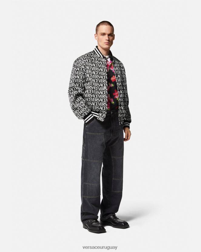 Versace chaqueta bomber integral hombres negro y estampado ropa H88R0H1238