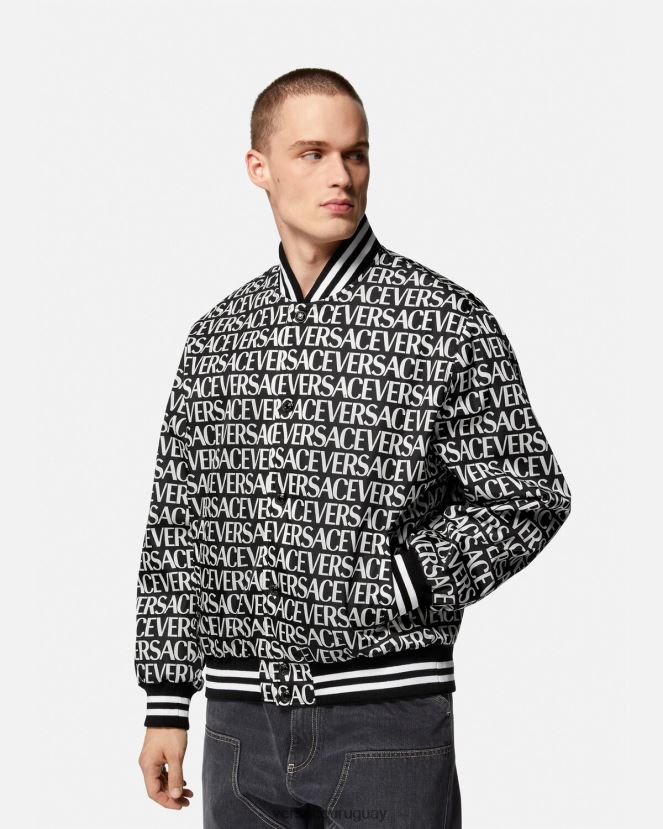 Versace chaqueta bomber integral hombres negro y estampado ropa H88R0H1238
