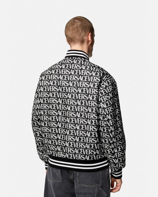 Versace chaqueta bomber integral hombres negro y estampado ropa H88R0H1238