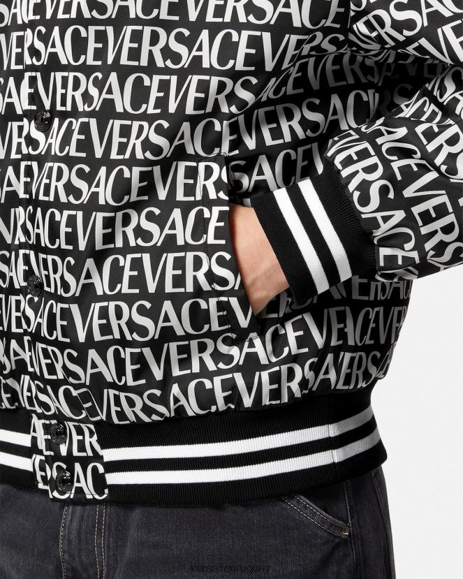 Versace chaqueta bomber integral hombres negro y estampado ropa H88R0H1238