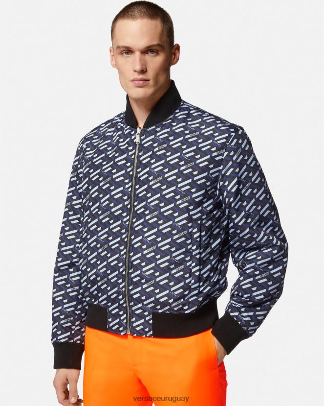 Versace chaqueta bomber reversible la greca hombres negro ropa H88R0H1246