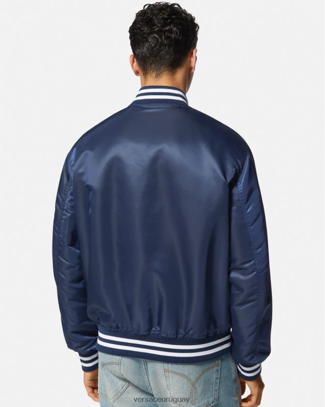 Versace chaqueta bomber universitaria de nailon hombres azul ropa H88R0H1230