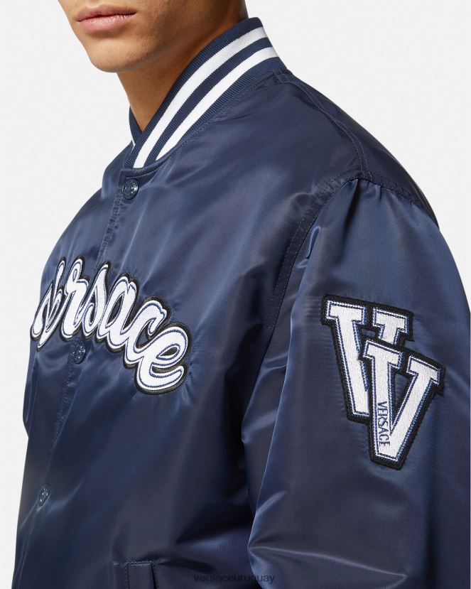 Versace chaqueta bomber universitaria de nailon hombres azul ropa H88R0H1230