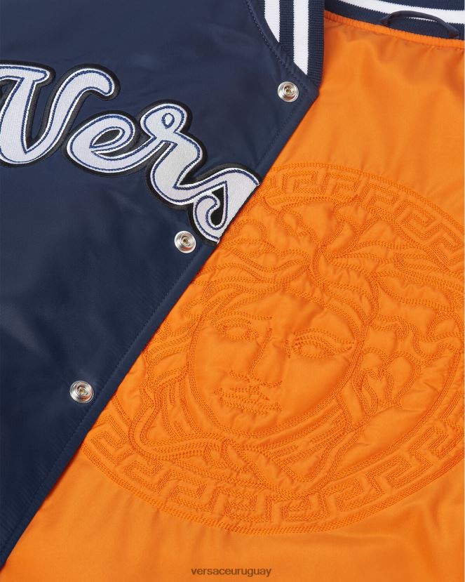 Versace chaqueta bomber universitaria de nailon hombres azul ropa H88R0H1230
