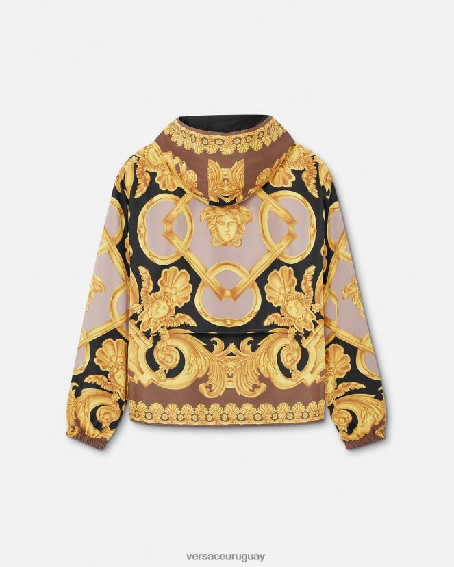 Versace chaqueta cortavientos barroco 660 hombres marrón y dorado ropa H88R0H1241