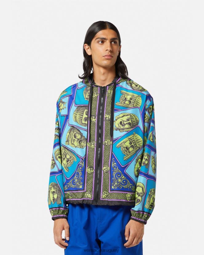 Versace chaqueta cortavientos le maschere hombres imprimir ropa H88R0H1235