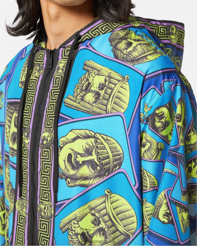 Versace chaqueta cortavientos le maschere hombres imprimir ropa H88R0H1235